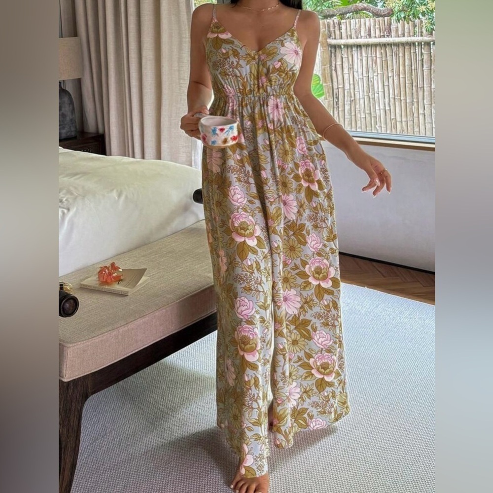 Floral Pink and Brown Jumpsuit